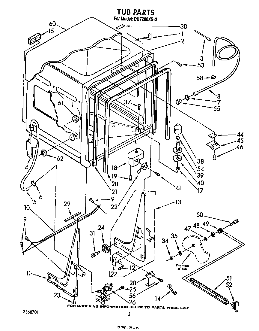 Whirlpool DU7200XS2 tub diagram