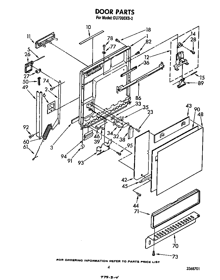 Whirlpool DU7200XS2 door diagram