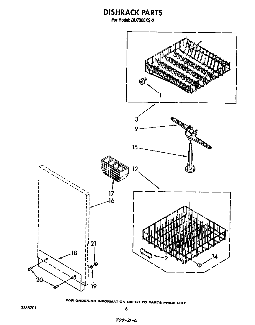 Whirlpool DU7200XS2 dishrack diagram