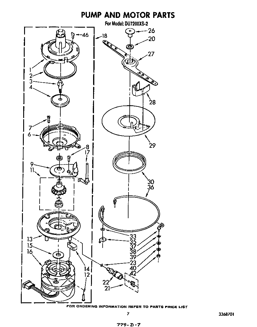 Whirlpool DU7200XS2 pump and motor diagram