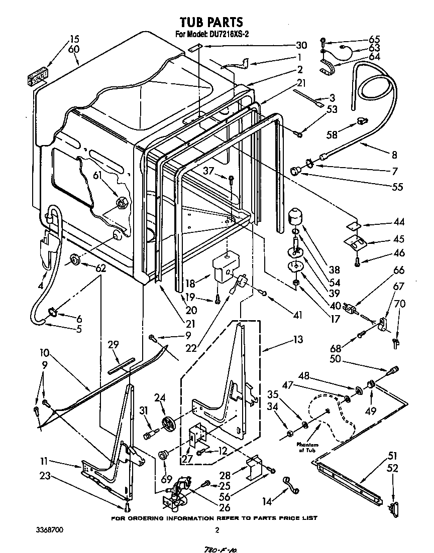 Whirlpool DU7216XS2 tub diagram