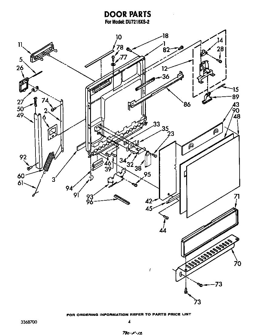 Whirlpool DU7216XS2 door diagram