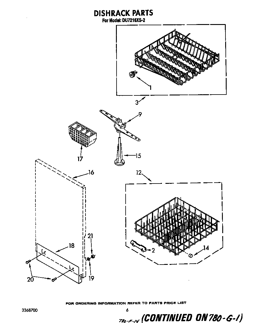 Whirlpool DU7216XS2 dishrack diagram