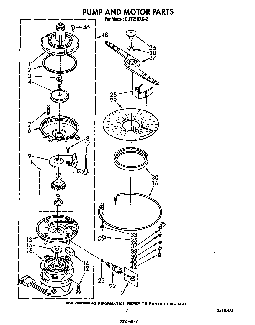 Whirlpool DU7216XS2 pump and motor diagram
