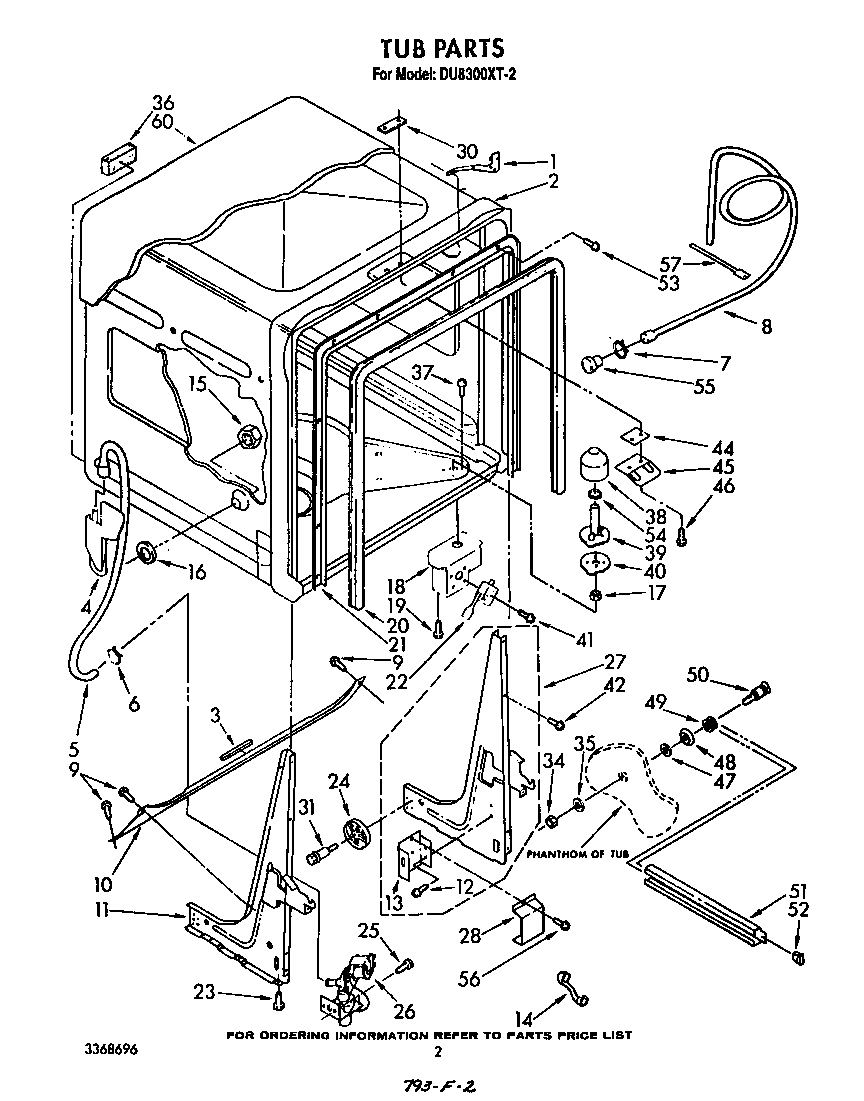 Whirlpool DU8300XT2 tub diagram