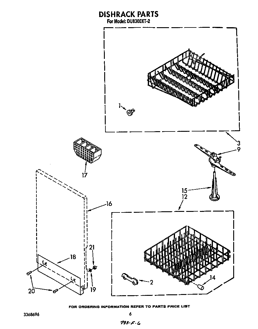 Whirlpool DU8300XT2 dishrack diagram