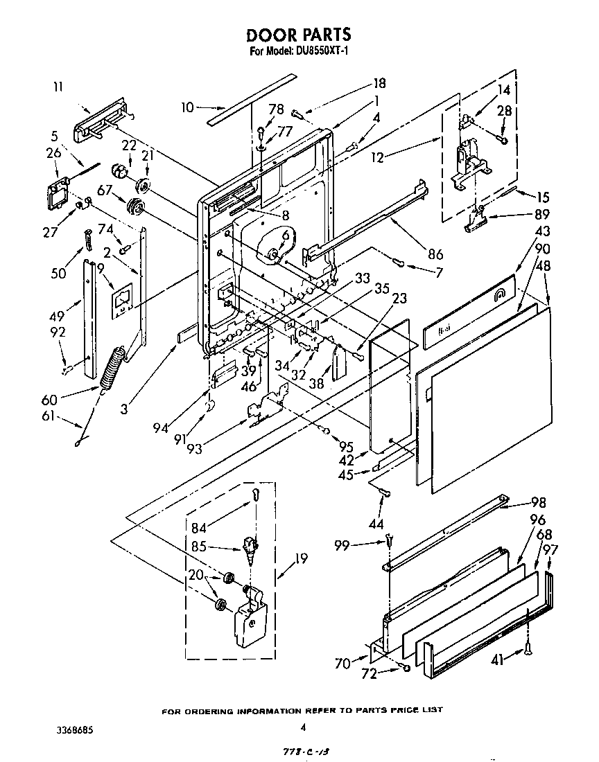 Whirlpool DU8550XT1 door diagram