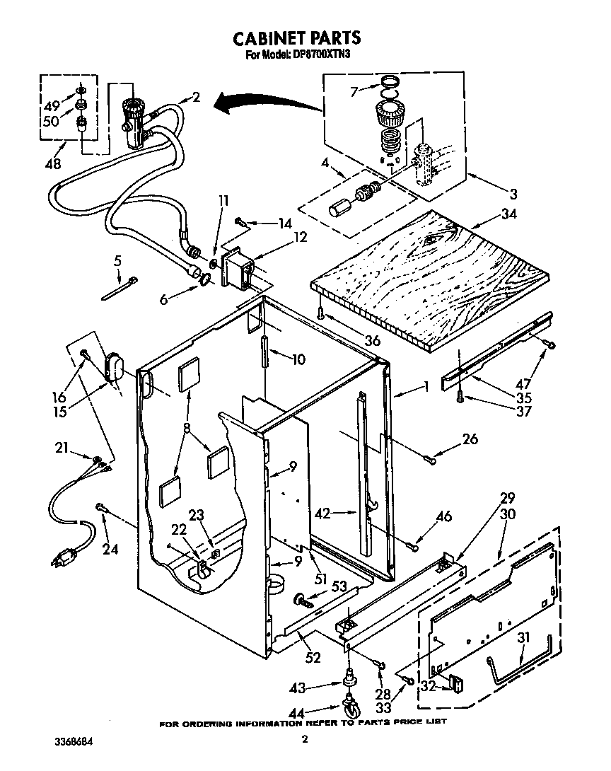 Whirlpool DP8700XTN3 cabinet diagram