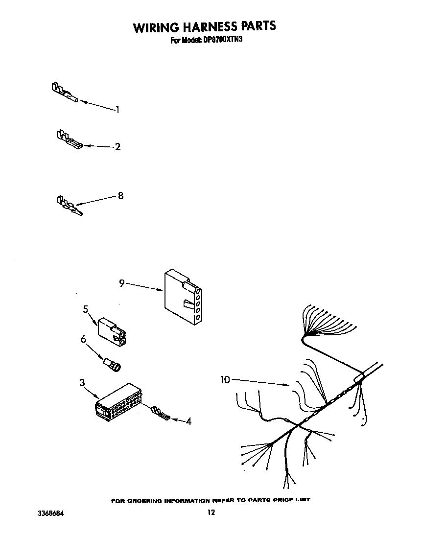 Whirlpool DP8700XTN3 wiring harness diagram