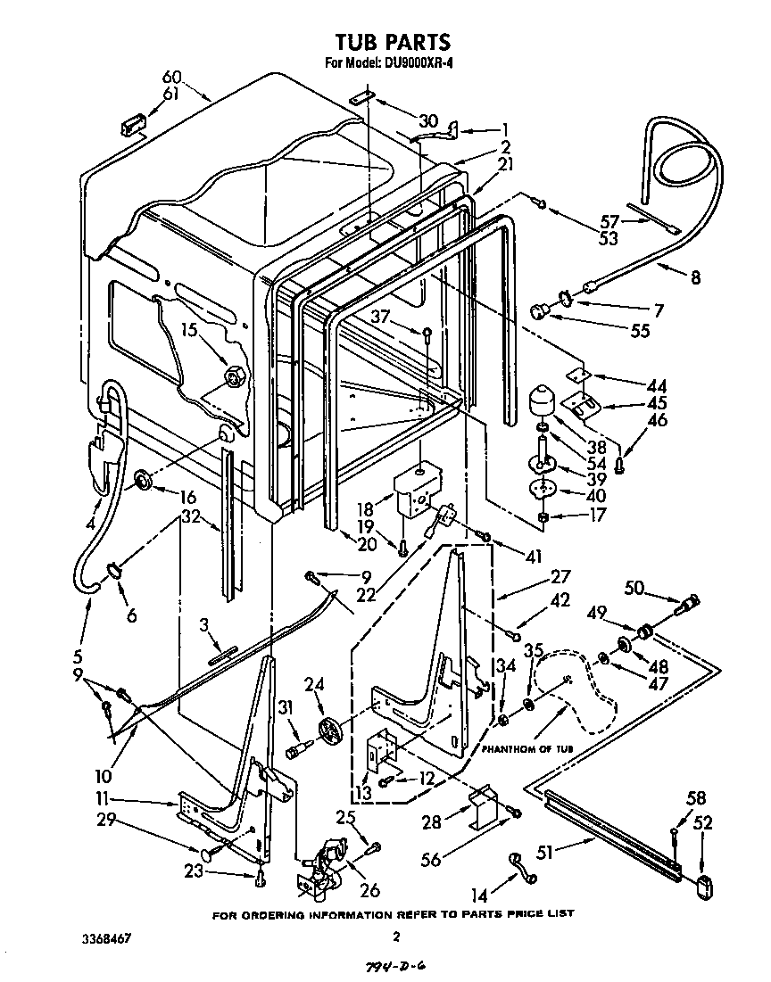 Whirlpool DU9000XR4 tub diagram