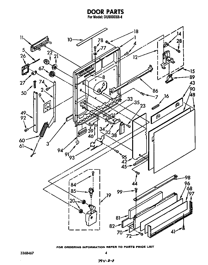 Whirlpool DU9000XR4 door diagram