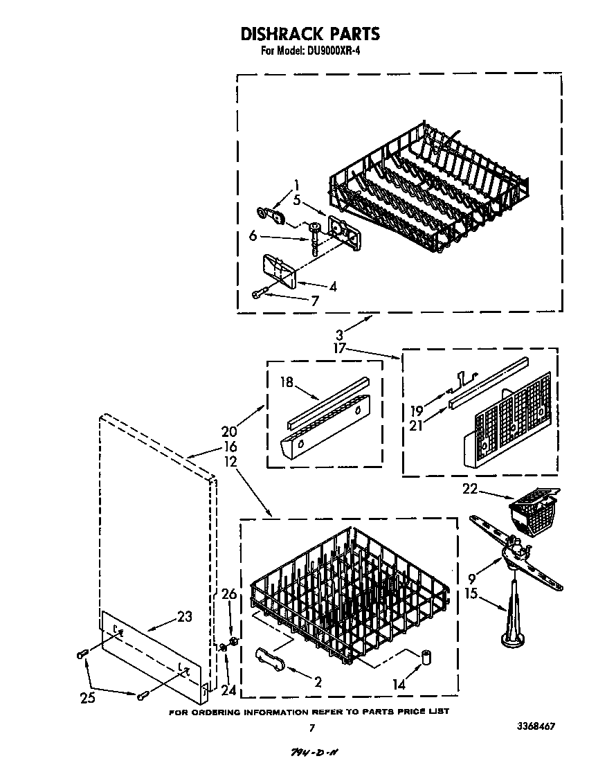 Whirlpool DU9000XR4 dishrack diagram