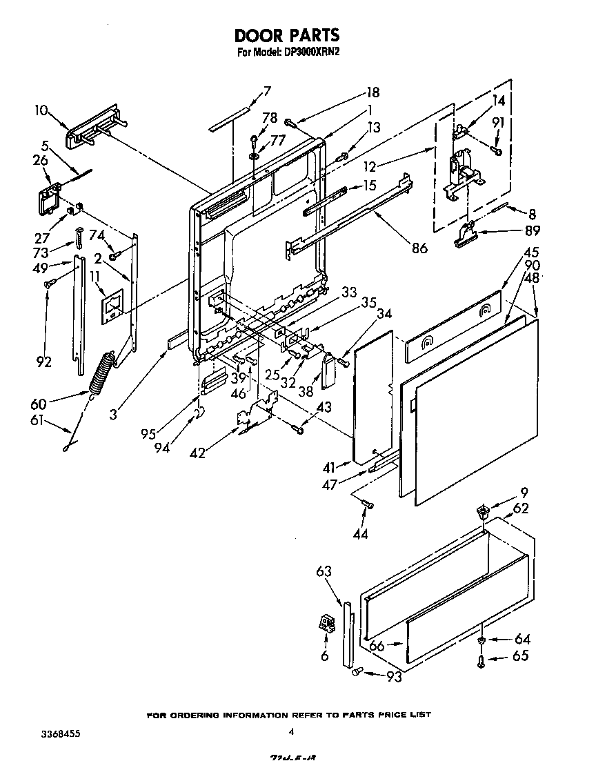 Whirlpool DP3000XRN2 door diagram
