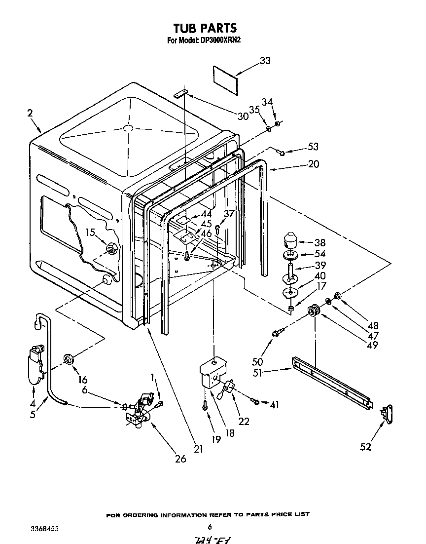 Whirlpool DP3000XRN2 tub diagram