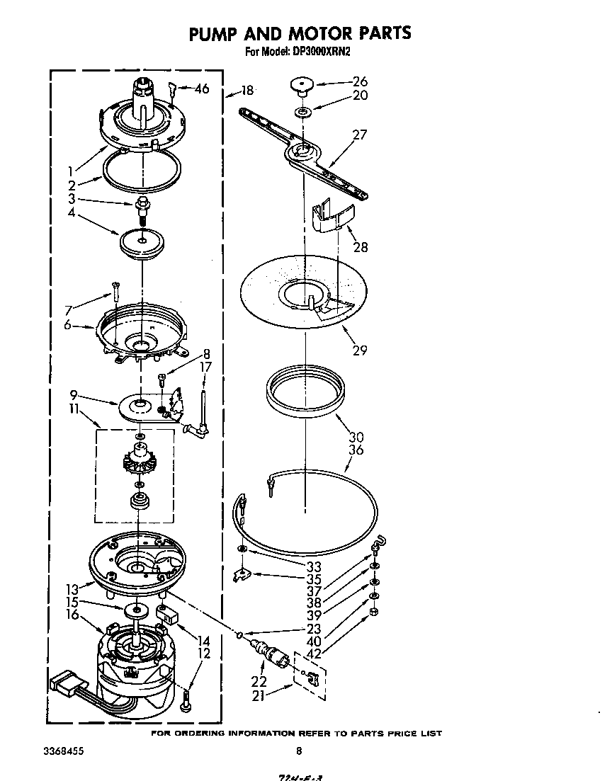 Whirlpool DP3000XRN2 pump and motor diagram