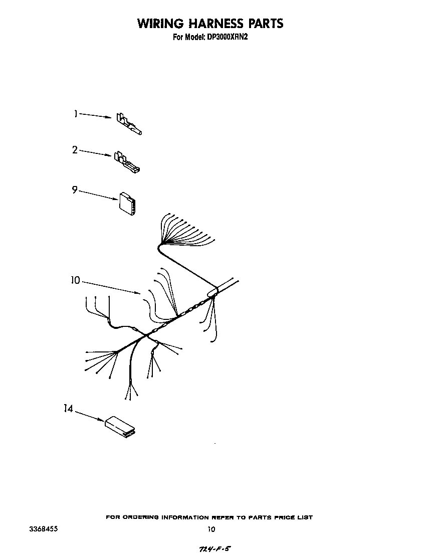 Whirlpool DP3000XRN2 wiring harness diagram