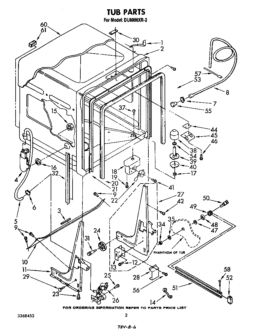 Whirlpool DU8000XR2 tub diagram