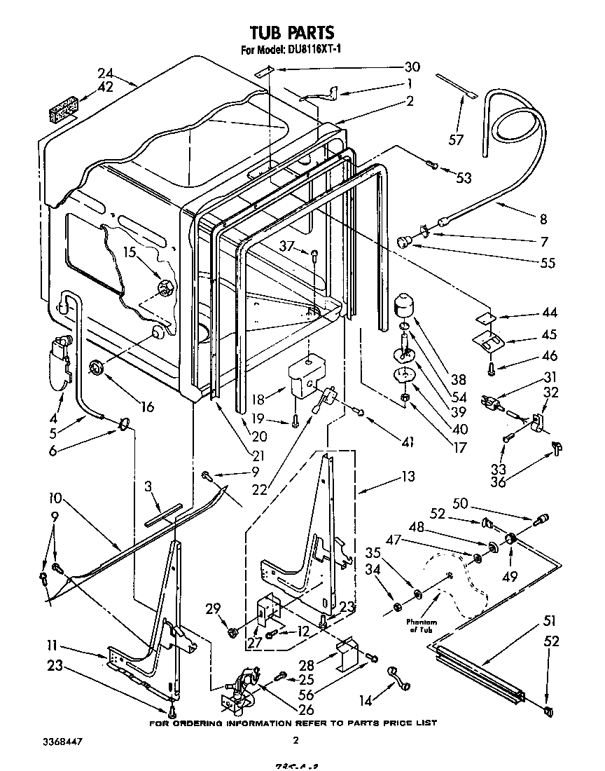 Whirlpool DU8116XT1 tub diagram