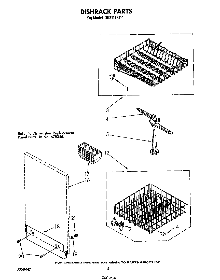 Whirlpool DU8116XT1 dishrack diagram