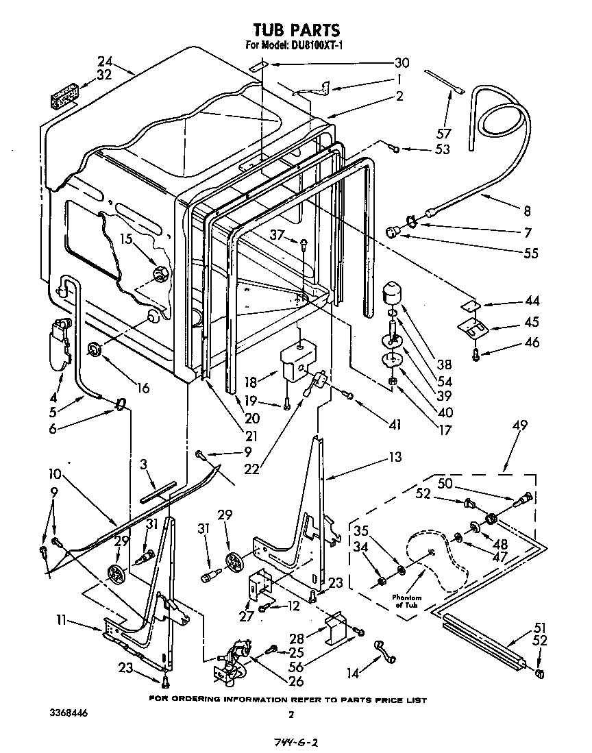 Whirlpool DU8100XT1 tub diagram