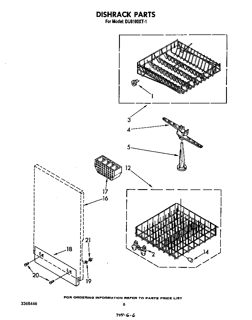 Whirlpool DU8100XT1 dishrack diagram