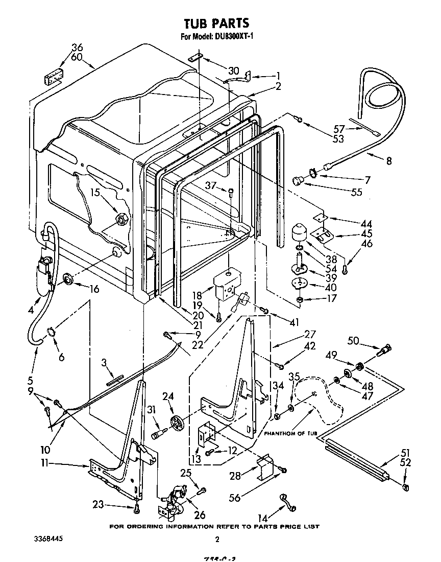Whirlpool DU8300XT1 tub diagram