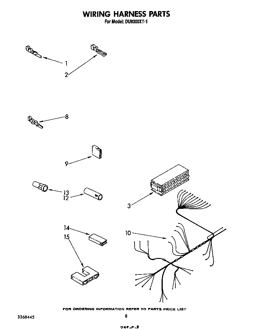 Whirlpool DU8300XT1 wiring harness diagram
