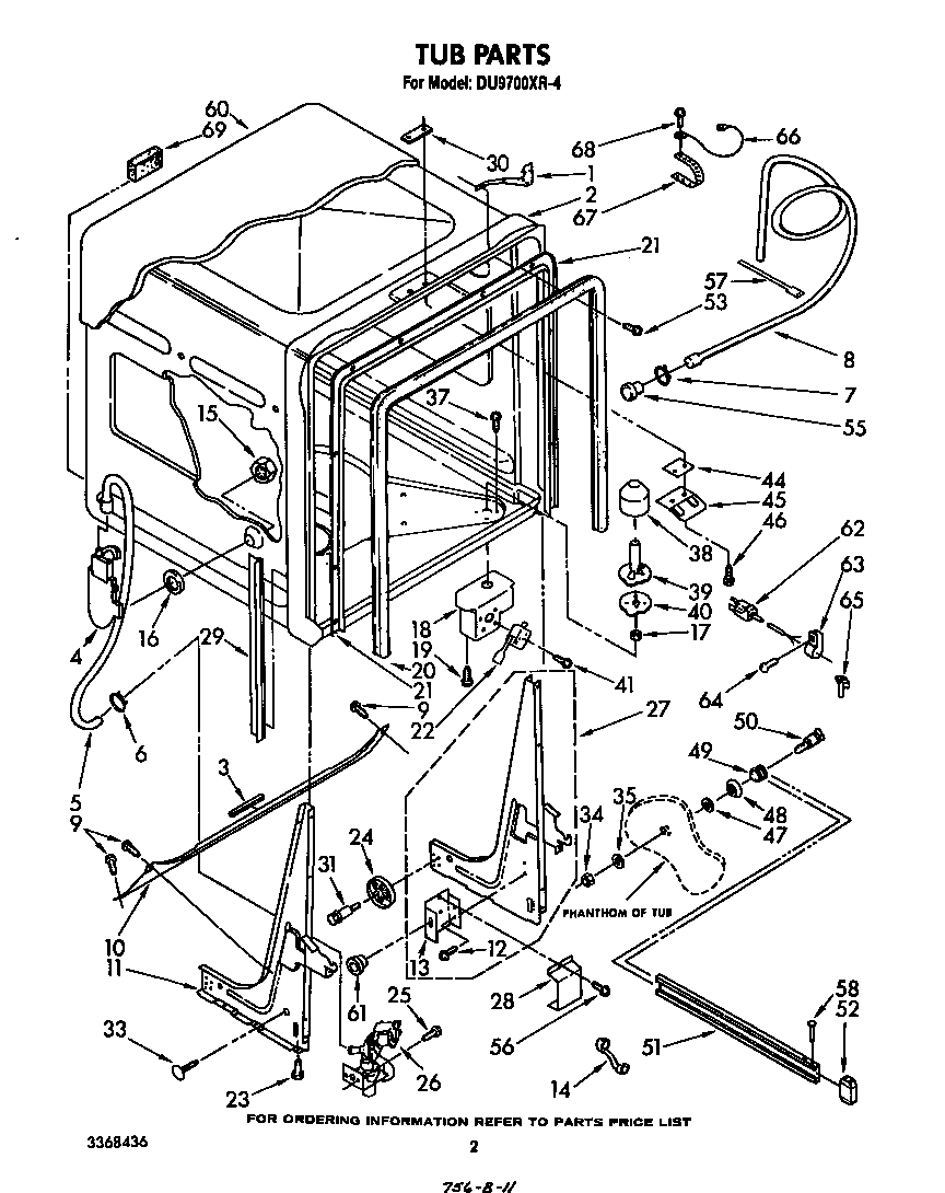 Whirlpool DU9700XR4 tub diagram