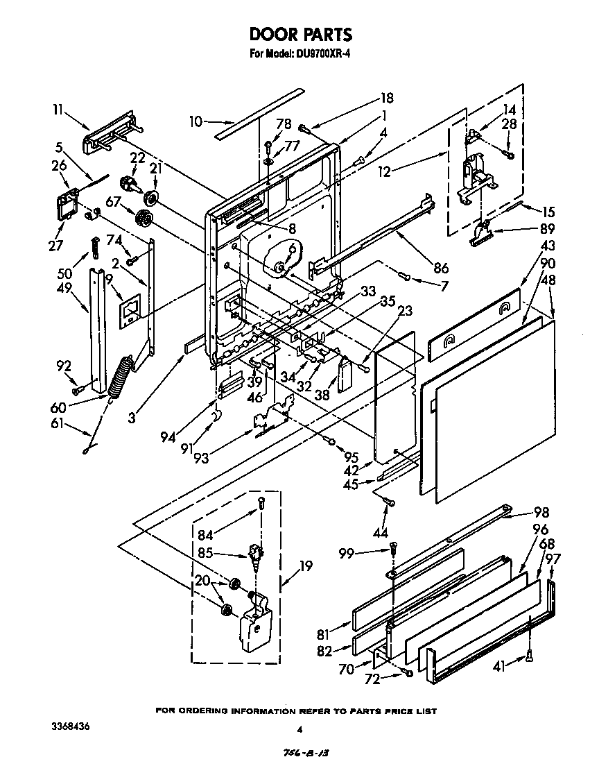 Whirlpool DU9700XR4 door diagram