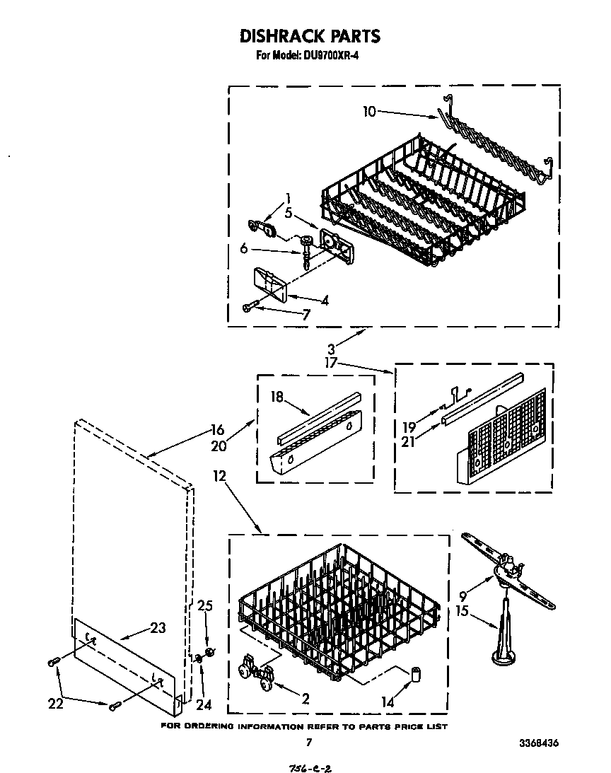 Whirlpool DU9700XR4 dishrack diagram