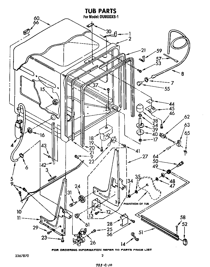 Whirlpool DU9500XS1 tub diagram