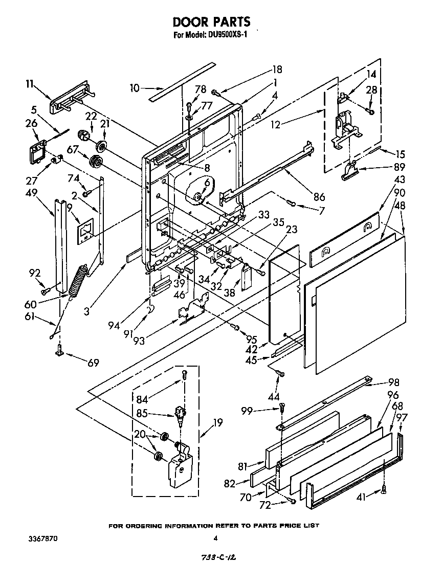 Whirlpool DU9500XS1 door diagram