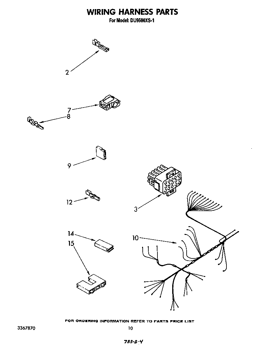 Whirlpool DU9500XS1 wiring harness diagram
