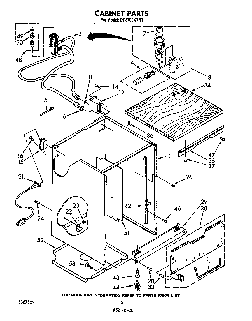 Whirlpool DP8700XTN1 cabinet diagram