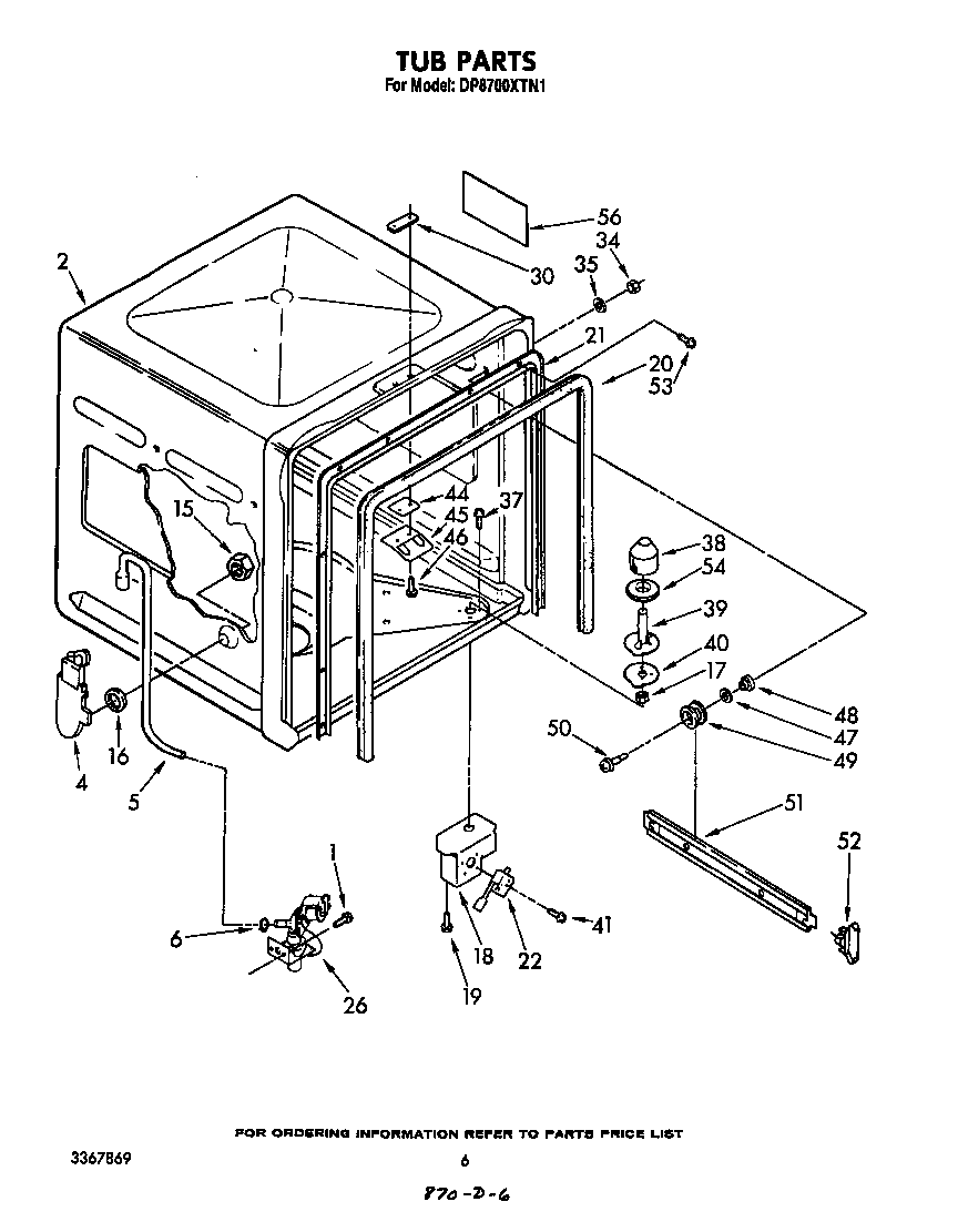 Whirlpool DP8700XTN1 tub diagram