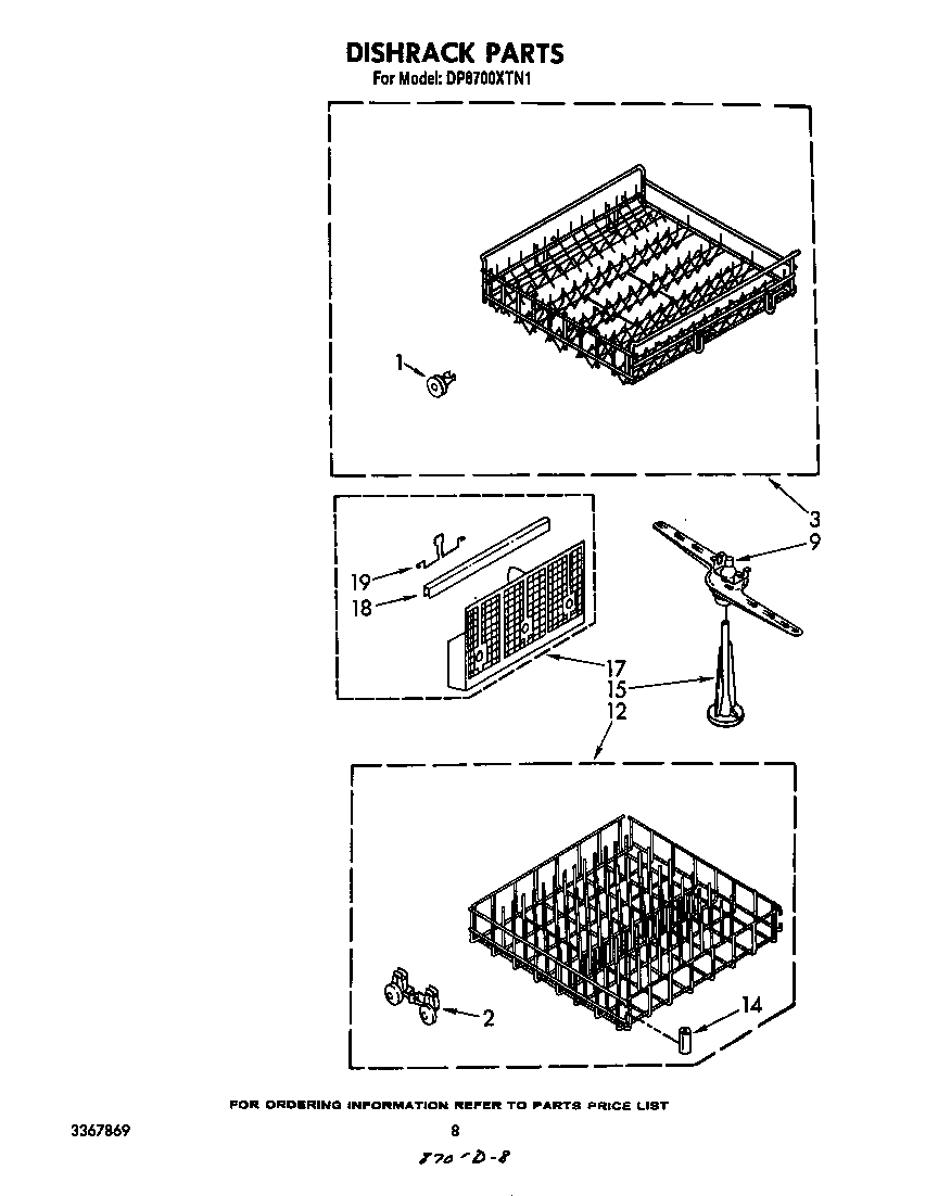 Whirlpool DP8700XTN1 dishrack diagram