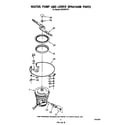 Whirlpool DP8700XTN1 heater, pump and lower spray arm diagram