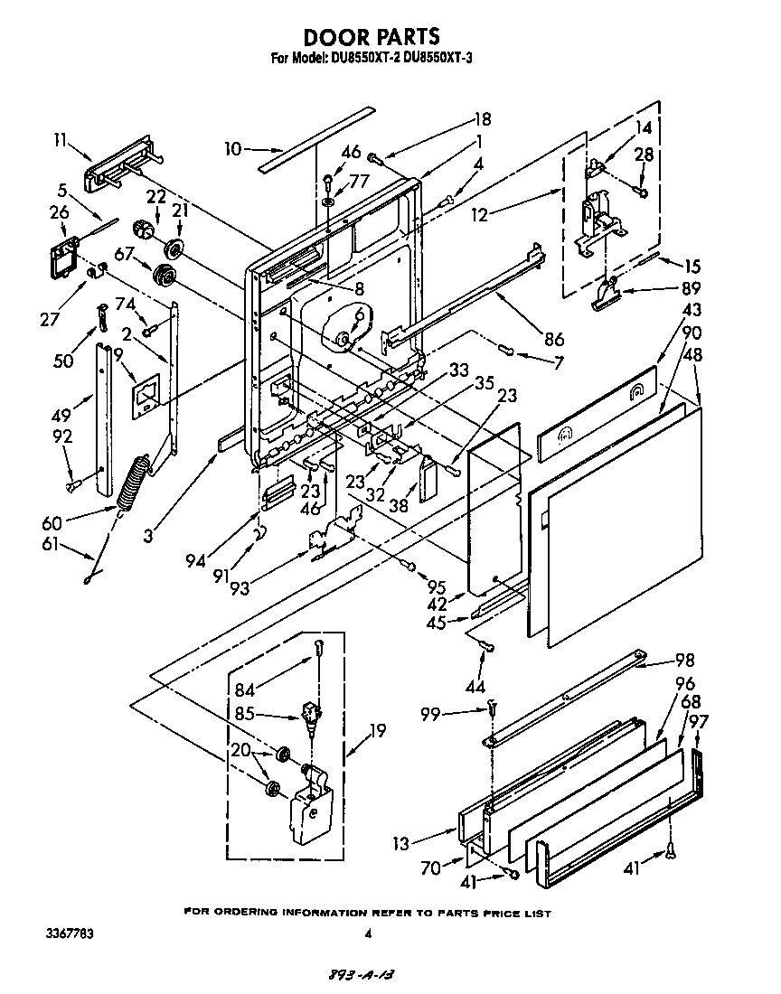 Whirlpool DU8550XT2 door diagram