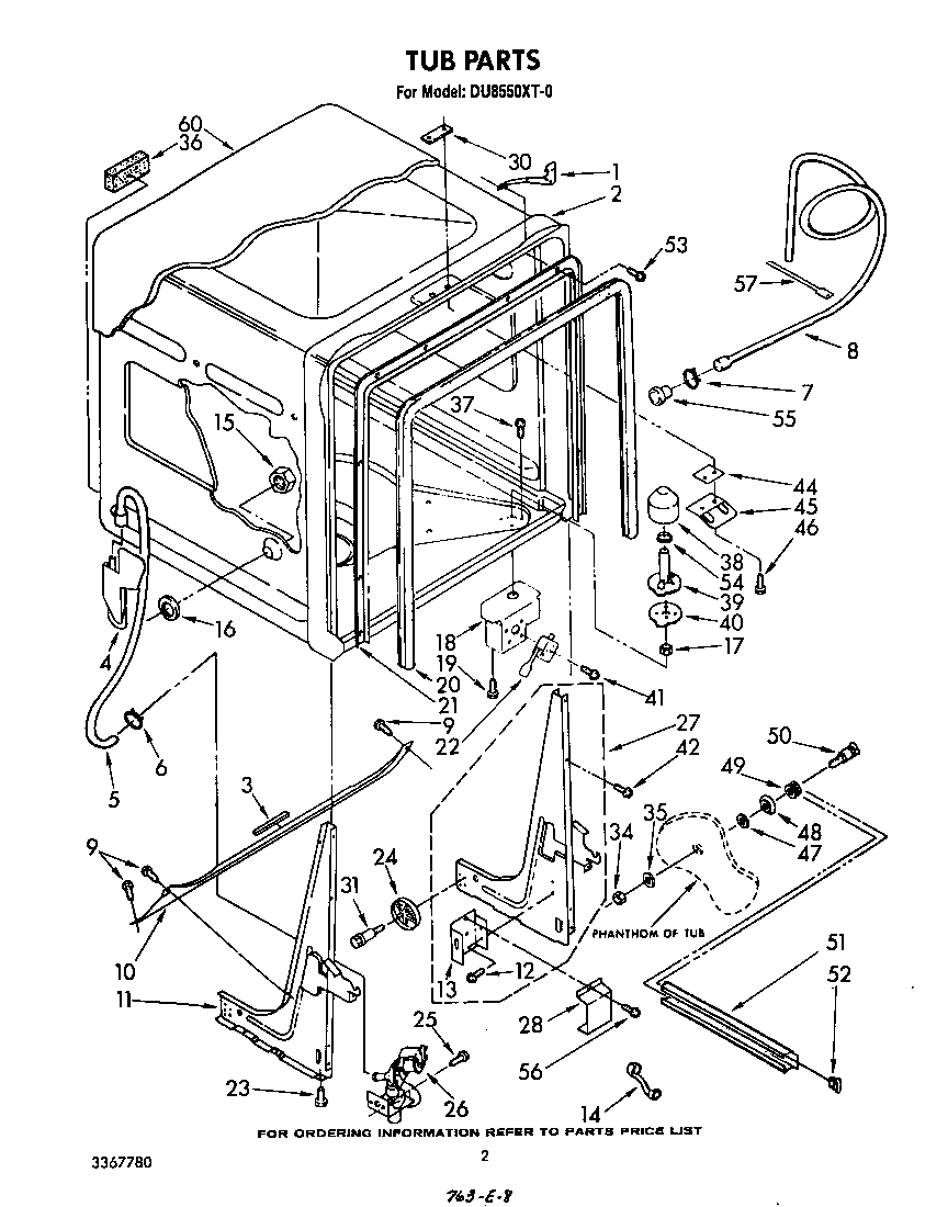 Whirlpool DU8550XT0 tub diagram