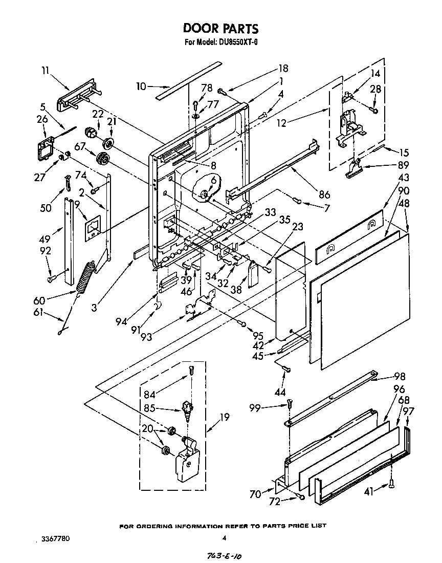 Whirlpool DU8550XT0 door diagram