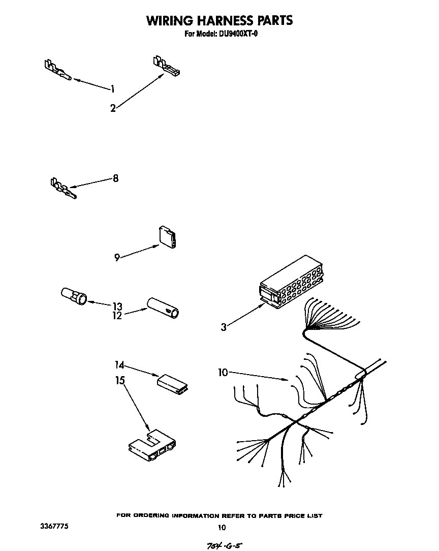 Whirlpool DU9400XT0 wiring harness diagram