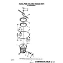Whirlpool DU9700XR3 heater, pump and lower spray arm diagram
