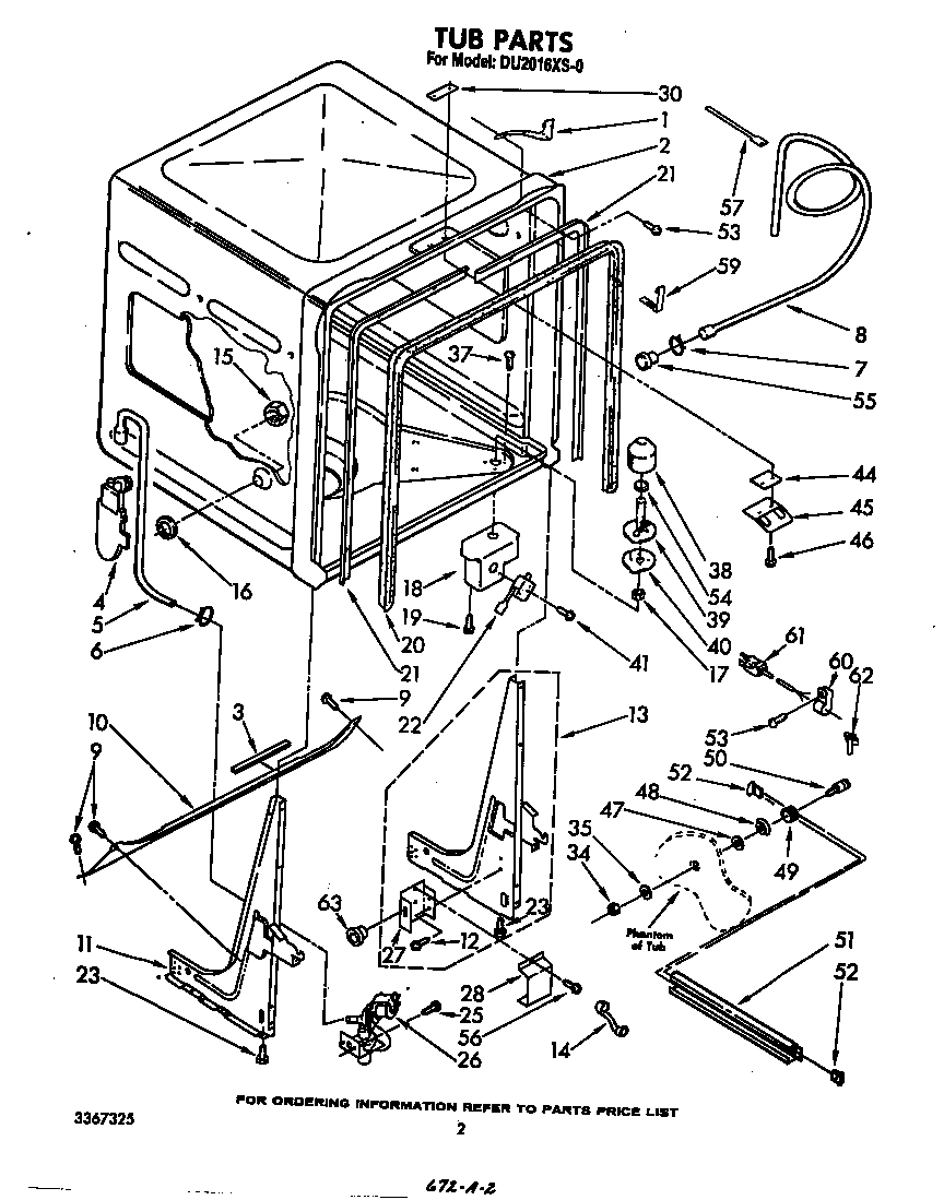 Whirlpool DU2016XS0 tub diagram