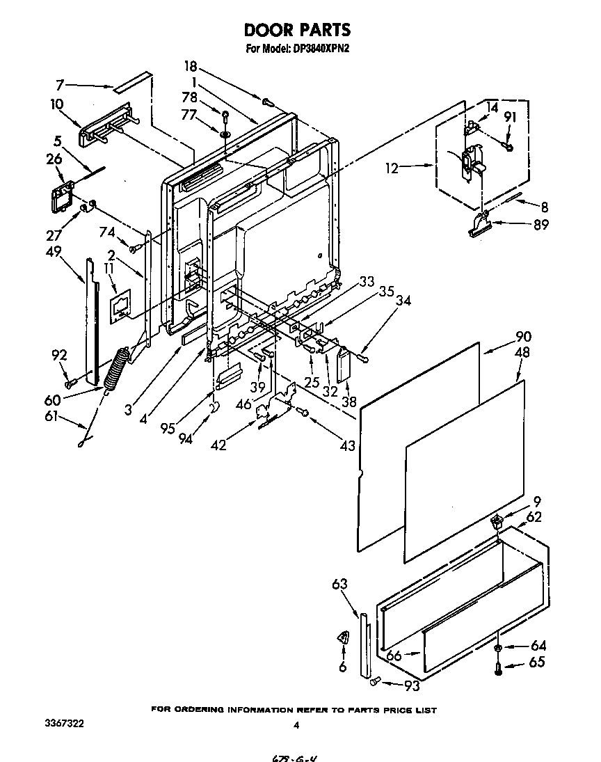 Whirlpool DP3840XPN2 door diagram