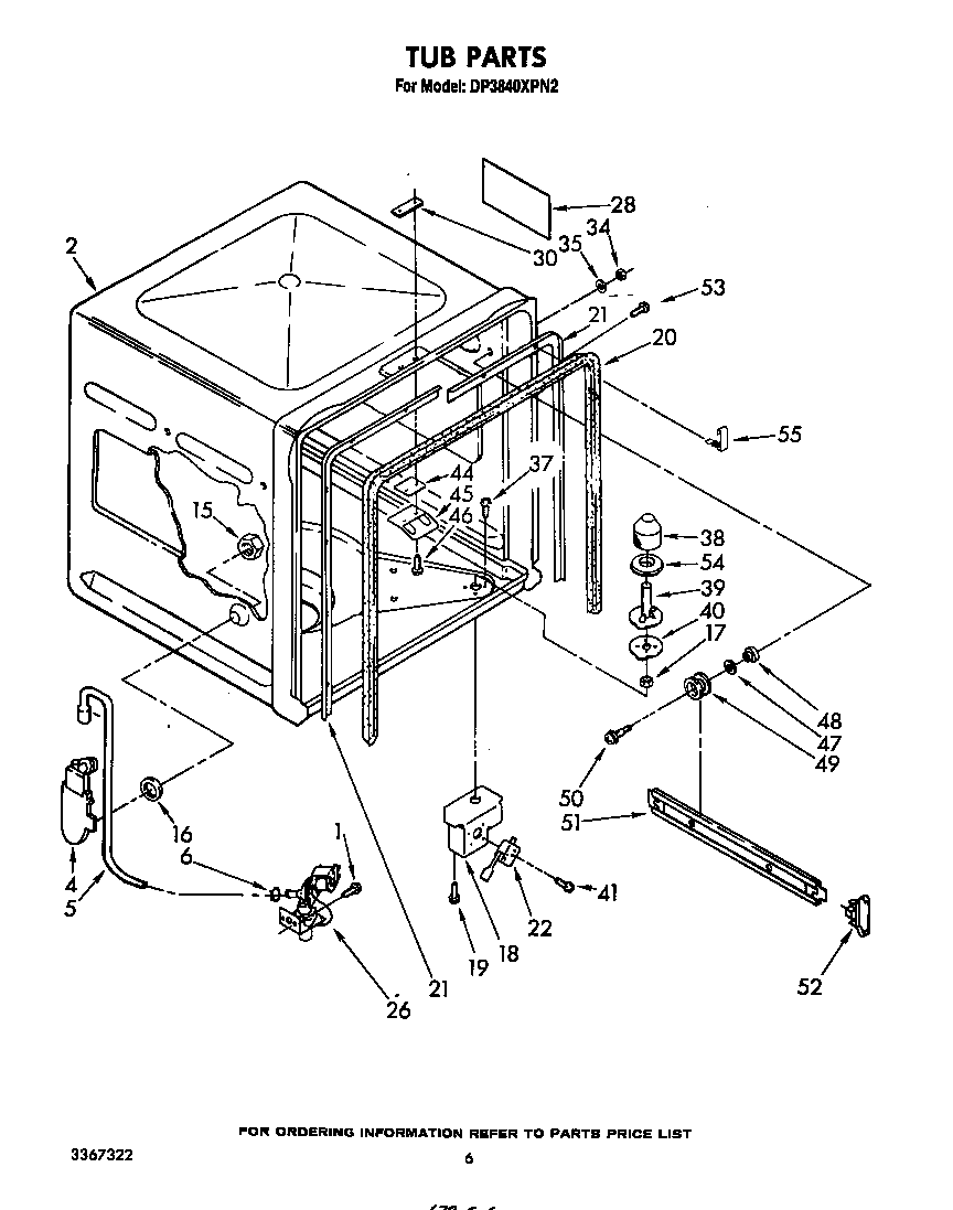 Whirlpool DP3840XPN2 tub diagram