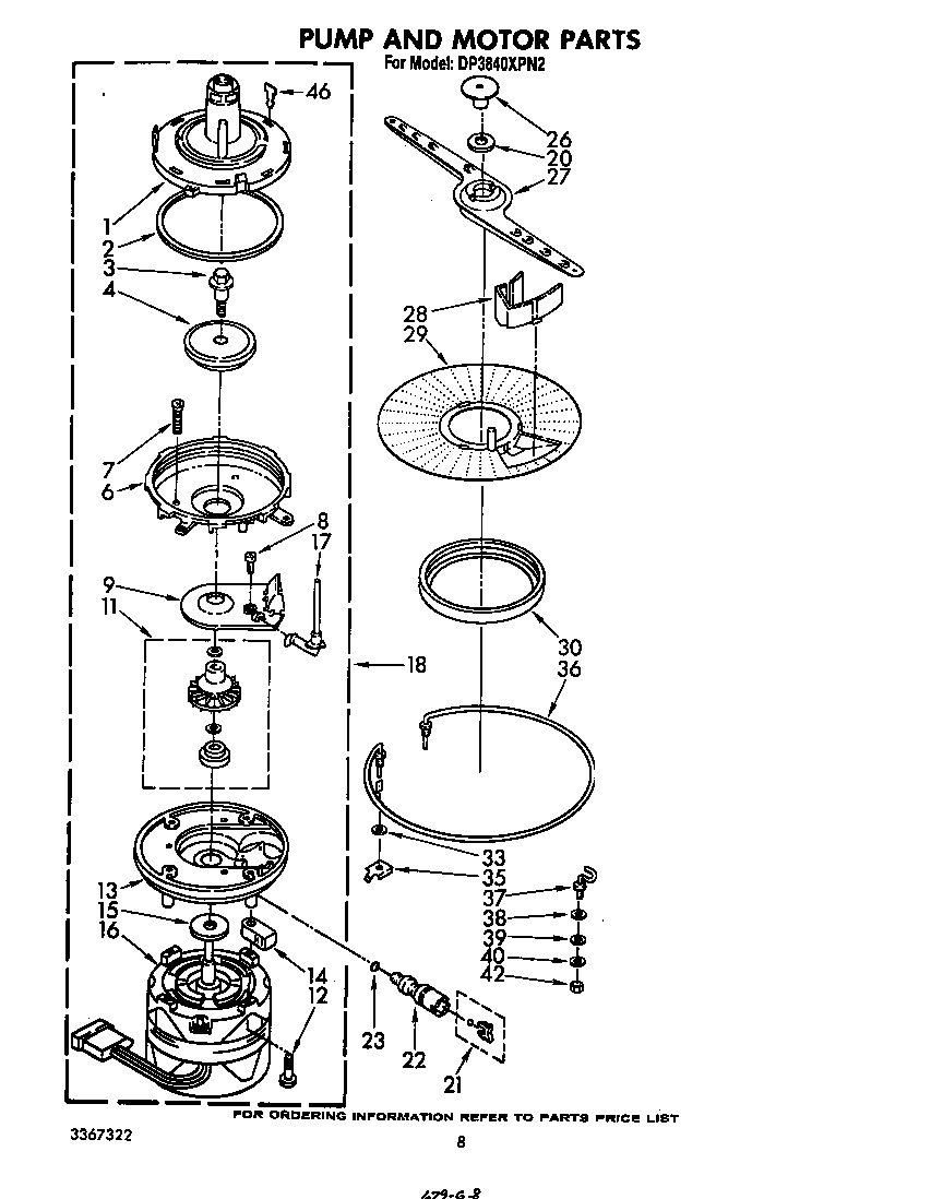 Whirlpool DP3840XPN2 pump and motor diagram