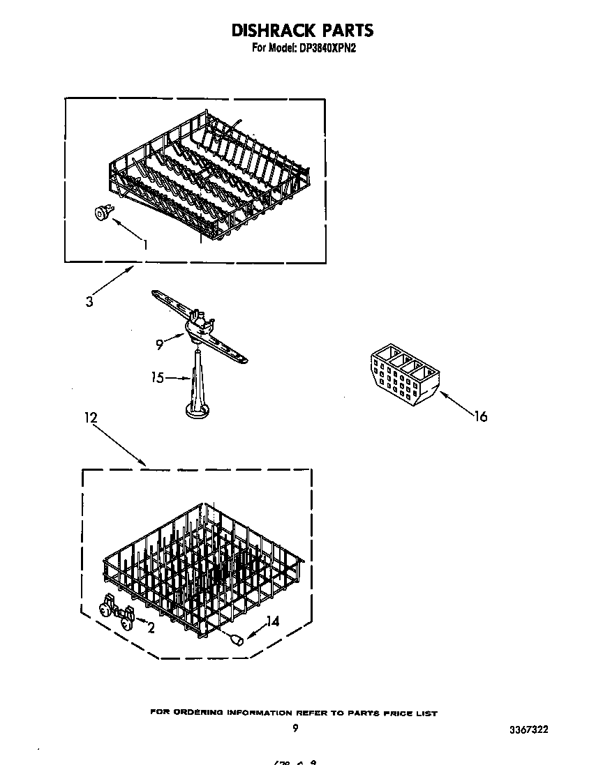 Whirlpool DP3840XPN2 dishrack diagram