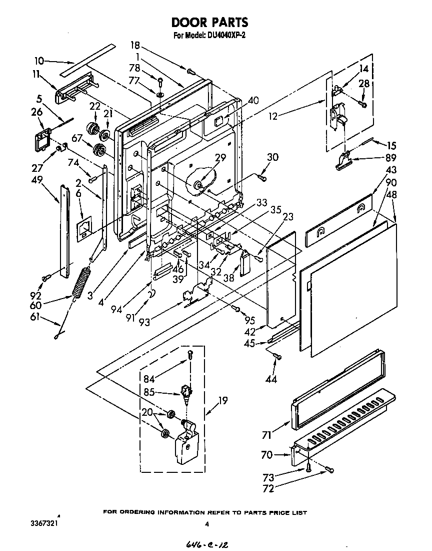 Whirlpool DU4040XP2 door diagram