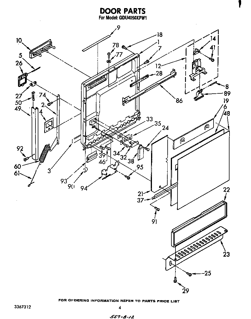 Whirlpool GDU4050XPW1 door diagram