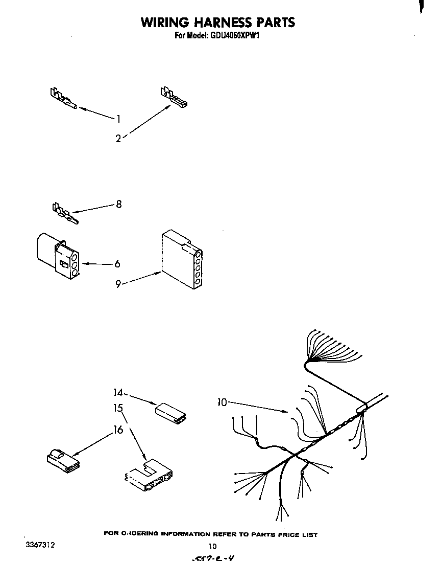 Whirlpool GDU4050XPW1 wiring harness diagram